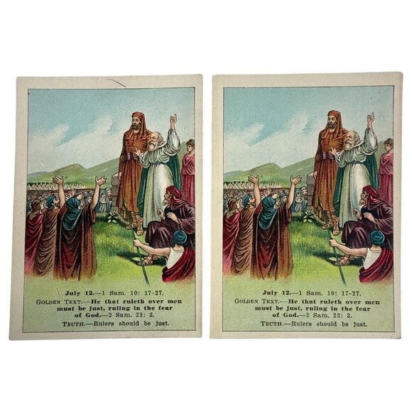 Antique 1908 Bible Lesson Picture Cards David C Cook Lot of 18 Christian Vintage - Picture 3 of 11